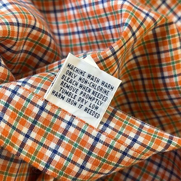 Ralph Lauren Mens Classic Fit Orange Blue Plaid Shirt  Button Down Shirt Medium - Picture 7 of 8